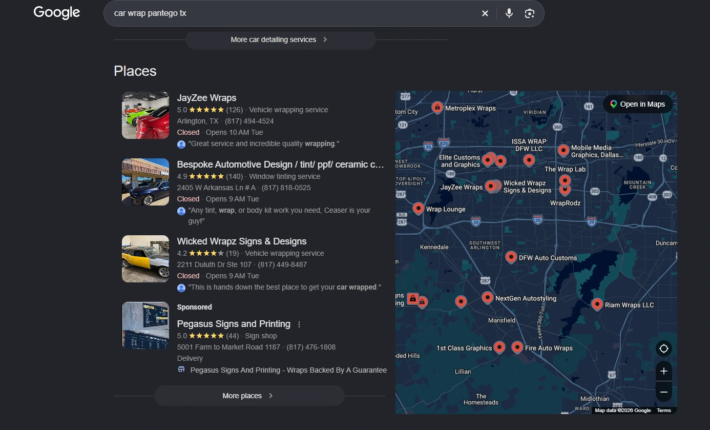 Wicked Wrapz · Google local results for “car wrap pantego tx”